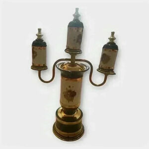 Vintage Porcelain Table Lamp Hand Painted Flowers Brass Finish